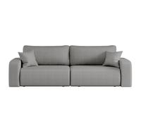 LOUNGITUDE Canapé Droit 3 Places ALYA Convertible en Tissu Bouclette