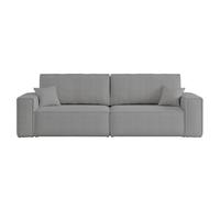 LOUNGITUDE Canapé Droit 3 Places Farah Convertible en Tissu Bouclette