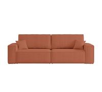 LOUNGITUDE Canapé Droit 3 Places Farah Convertible en Tissu Bouclette