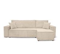 LOUNGITUDE Canapé Farah d'angle Convertible et réversible 4 Places en Velours côtelé