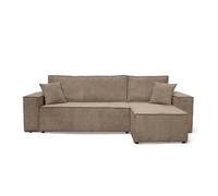 Canapé d'angle FARAH convertible et réversible 4 places en velours cotelé - Taupe