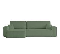 LOUNGITUDE Canapé Farah d'angle Max réversible et Convertible 5 Places en Tissu Bouclette