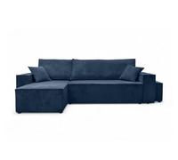 LOUNGITUDE Canapé Farah d'angle réversible et Convertible 4 Places avec Un Pouf en Velours côtelé