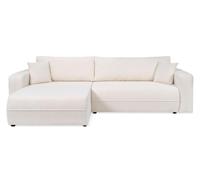 LOUNGITUDE Canapé Leila d'angle XL Convertible et réversible 4 Places en Tissu Bouclette