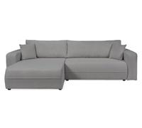LOUNGITUDE Canapé Leila d'angle XL Convertible et réversible 4 Places en Tissu Bouclette