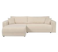 LOUNGITUDE Canapé Leila d'angle XL Convertible et réversible 4 Places en Tissu Bouclette