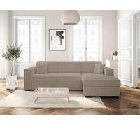 Canapé d'angle FUJI XL convertible avec coffre en tissu bouclette - Angle droit - Taupe