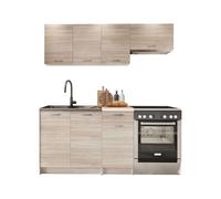 Loungitude - Cuisine 3 éléments Hauts et 2 éléments Bas 180 cm Noir/Bois