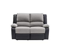 Canapé De Relaxation Électrique 2 Places Microfibre / Simili Detente - Gris / Noir Gris