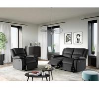 Loungitude - DETENTE - Canapé de Relaxation, Ensemble 2 +L1 Places - Manuel - Inclinaison réglable - en Simili - Noir