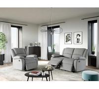 Loungitude - DETENTE - Canapé de Relaxation, Ensemble 2 +L1 Places - Manuel - Inclinaison réglable - en Tissu - Gris Clair