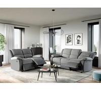 Loungitude - DETENTE - Canapé de Relaxation, Ensemble 3 + 2 Places - Manuel - Inclinaison réglable - en Microfibre - Gris