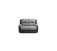 LOUNGITUDE - DETENTE - Canapé de relaxation - Manuel - 2 Places - En Simili/Microfibre - Gris/Noir -L143cm