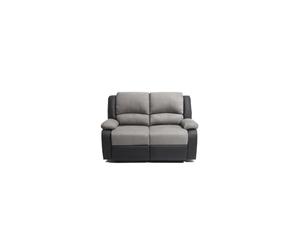 LOUNGITUDE - DETENTE - Canapé de relaxation - Manuel - 2 Places - En Simili/Microfibre - Gris/Noir -L143cm