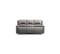 LOUNGITUDE - DETENTE - Canapé de relaxation - Manuel - 3 Places - Inclinaison réglable - Simili/Microfibre - Gris -L193cm