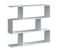 LOUNGITUDE - Étagère Basse de 3 Niveaux L110 x H97cm - Blanc Brillant