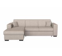 Canapé d'angle droit convertible avec coffre tissu beige Bari 262 cm