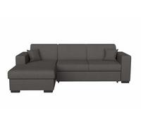 LOUNGITUDE - Fuji - Canapé d'angle -Convertible - 4 Places - Coffre - en Tissu - Gris foncé - Angle Droit - L262cm