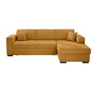 LOUNGITUDE - Fuji - Canapé d'angle - Convertible - 4 Places - Coffre - en Velours cotelé - L262cm - Droit - Jaune