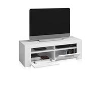 Loungitude - Meuble TV avec 2 portes et 2 niches de rangement L120 cm - Blanc