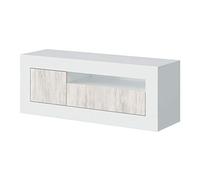 Meuble TV design GWEN 2 portes L139cm - Blanc et Bois Blanc