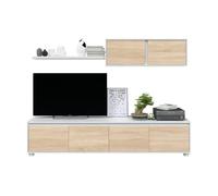 LOUNGITUDE - Meubles de Salon Modernes, modules de Salle à Manger, modèle Alida, Finis en Blanc Artik et chêne Canadien, mesures : 200 cm (L) x 43 cm (H) 41 cm (P) 0F6663A