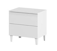 LOUNGITUDE Obed - Chevet 2 tiroirs Pieds L50 cm - Blanc Brillant F00531602005 50 x 34 x 49 cm