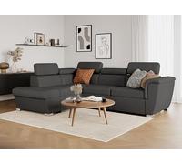 Loungitude - Parma - Canapé d'angle Convertible en Tissu Gris foncé - Gauche