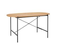 LOUNGITUDE Table à Manger Brodie avec Finition chêne et Pieds métal Noirs - 160x90 cm