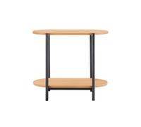 Table d'appoint BRODIE avec finition chêne et pieds métal noirs - 60x34 cm - Bois