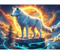 Loup 1000 Pieces Casse-tête Adolescent en Carton Rigide Colorful Fantasy Faune Sauvage Difficulté Moyenne Activité Éducative Cadeau Fête des Mères Haute Qualité Premium 1000 PCS/75x50cm