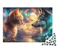 Loup 1000 Pièces Loup & Fox Puzzle pour Adultes Carton Résistant Anti-Stress Stimuler l'esprit pour Passionnés avec Affiche Guide 38x26cm/1000pcs