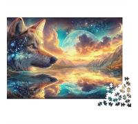 Loup 1000 Pièces Loup Puzzle Adulte Carton Épais Anti-Stress Détente pour Experts Difficile avec Affiche Guide sans Défaut 38x26cm/1000pcs