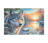 Loup 1000 Pièces Puzzle pour Ado en Carton Anti-Déchirure Facile Débutant Jeu De Société Soirée Entre Amis Cadeau Anniversaire Petit Prix 1000 PCS/75x50cm