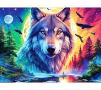 Loup 300 Pièces Puzzle Adolescent en Carton Anti-Déchirure Créatures cosmiques Magiques Difficulté Moyenne Activité Éducative Passe-Temps Petit Prix Pas Cher Premium 300 PCS/40x28cm