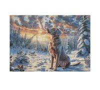 Loup 300 Pièces Puzzle Adolescent en Carton Rigide Animal Animal de Compagnie Faune Sauvage Difficulté Moyenne Activité Éducative Voyage Déplacement Cadeau Anniversaire Petit Prix 300 PCS