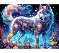 Loup 300 Pièces Puzzle pour Ado en Carton Anti-Déchirure Bêtes enchantées Lumineuses Facile Débutant Jeu De Société Soirée Entre Amis Cadeau Anniversaire Petit Prix 300 PCS/40x28cm