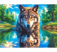 Loup 500 Pieces Casse-tête Adolescent en Carton Rigide Anti-Déchirure Faune pittoresque rêveuse Difficulté Moyenne Activité Éducative Passe-Temps Cadeau Anniversaire 500 PCS