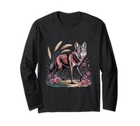 Loup à crinière dans des fleurs sauvages et de l'herbe des prairies hautes Manche Longue