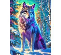 Loup à Fourrure Arc-en-Ciel dans Une forêt Magique Puzzles 300 Pièces pour Adultes Difficile Artistique Educa Relaxation Jeu De Réflexion Décoration Intérieure Famille 300 PCS