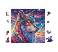 Loup à la fourrure arc-en-ciel dans la forêt fleurie 100 Pièces Puzzle Adolescent En Voitureton Anti-Déchirure Difficulté Moyenne Activité ÉduChative Jeu De Société Cadeau Anniversaire Pas Cher 28x28c
