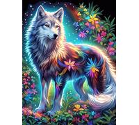 Loup à la fourrure arc-en-ciel in A Flower Garden 500 Pièces Puzzle Pour Ado En Carton Anti-Déchirure Haute Densité Faune sauvage et animaux de compagnie Facile Débutant Jeu De Société Idée Cadeau Ann