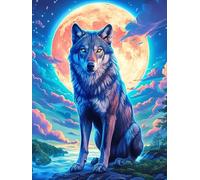Loup à la Fourrure Arc-en-Ciel Under The Blood Moon 300 Pièces Puzzle Personne Âgée en Carton Rigide Faune et Flore Facile Débutant Anti-Stress Stimulation Cognitive Loisir Créatif Petit Prix Premium