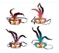 Loup à Plumes Adulte PtitClown - Coloris Aléatoire - Idéal pour le Carnaval de Venise - Multicolore