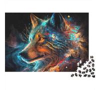 Loup Abstrait Coloré Puzzle 1000 Pièces Puzzle pour Adultes Moment de Détente Décoration Maison Cadeau 52x38cm/1000pcs