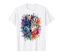 Loup Abstrait Fleurs Visage Art Animal Lover Graphique Loup T-Shirt