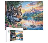 Loup ailé dans Pastel Rose Meadow Puzzle 500 Pièces pour Adultes Session De Détente Amélioration De La Concentration Cadeau pour Soirée 500 PCS