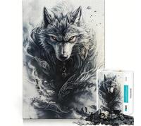 Loup Alpha aux Yeux Brillants Puzzle de 1000 pièces pour Adolescents Stimulation Cognitive Jeu Amusant Emboîtement sûr Pas de pièces Qui se détachent Une façon captivante de Passer Le Temps (38x26cm)