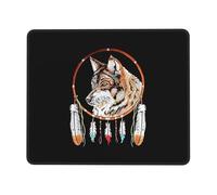 Loup Amérindien Attrape-Rêves Tapis De Souris Gaming Résistant À Usure Mousepad Petit Mouse Pad pour Ordinateur Maison Travail 25X30Cm