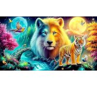 Loup-and-Fleur de cerisiers-Yin-Yang Puzzle pour Adultes: 1000 Pièces en Carton Recyclé pour la Décoration 75x50cm/1000pcs